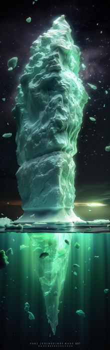 Northern Lights and Iceberg Fantasy Illustration