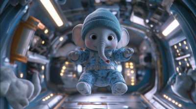 Floating Baby Elephant in Space