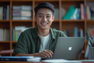 Focused Young Man in Study