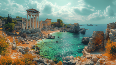 Ancient Greek Ruins by the Sea