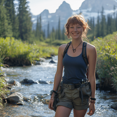 Redheaded Tomboy in Mountain Stream