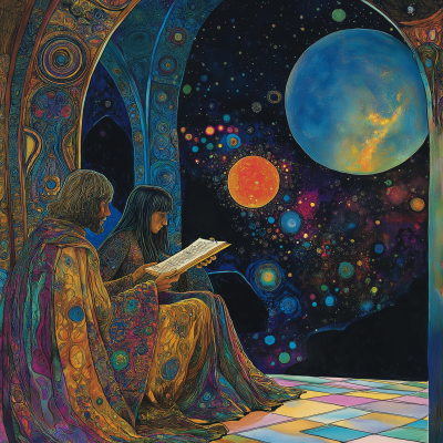 Psychedelic Wizards Reading at Night