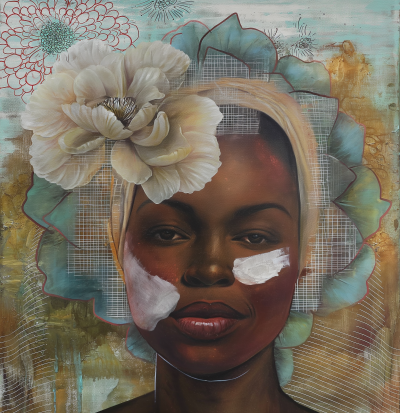 African Woman with Peony