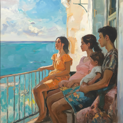 Family Gathering on the Balcony