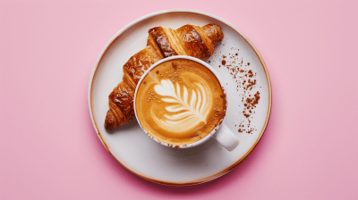 Delightful Cappuccino with Croissant Crumbs