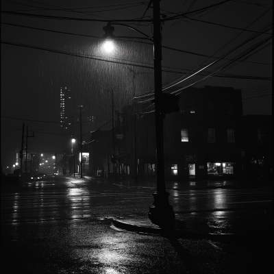 Dark Street Corner in Rain