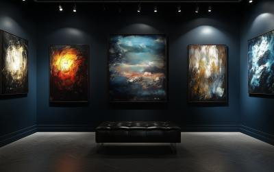 Art Gallery with Dark Walls