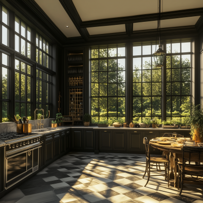 Moody Kitchen in Summery Arts and Crafts Mansion