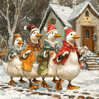 Christmas Geese Family