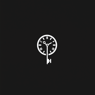 Monochrome Key Clock Logo