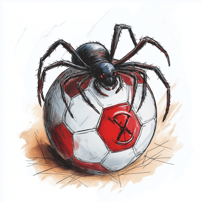 Giant Black Widow on Soccerball