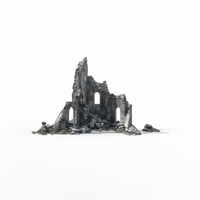 Viking Ruins on White Background