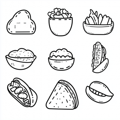 Minimalist Mexican Food Doodle