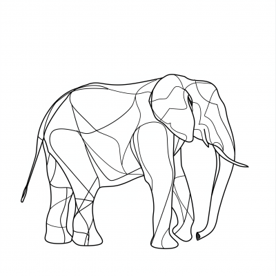 Minimalist Elephant Line Drawing