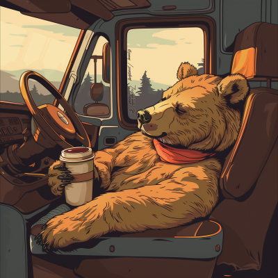 Lazy Bear in Truck Cabin