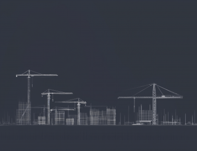 Minimalistic City Skyline Construction Site Illustration