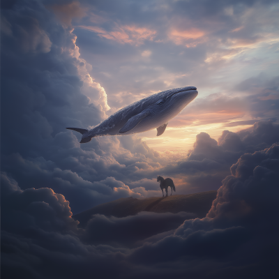 Majestic Whale and Horse in Dreamscape