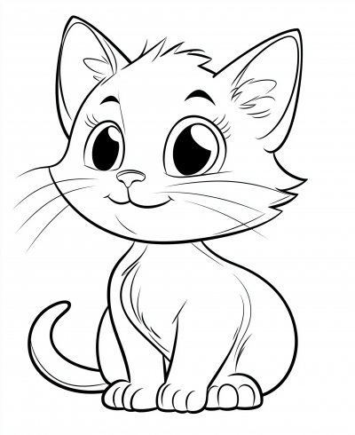 Cartoon Cat Coloring Page