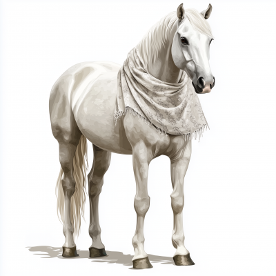 Purebred White Horse in Vector Style