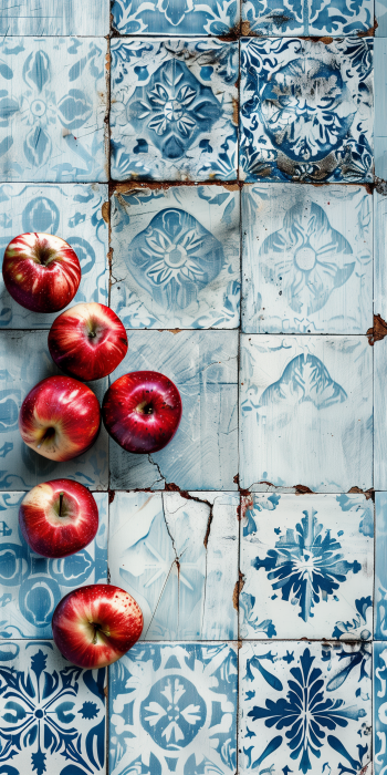 Red Apples on Blue Table