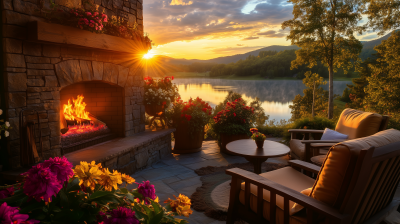 Cozy Mountain Patio at Sunset