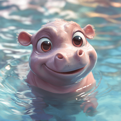 Smiling Baby Hippopotamus