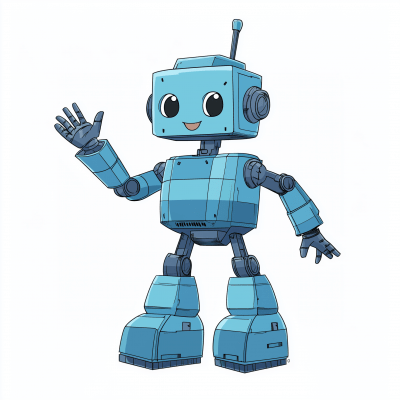 Blue Robot in Anime Style