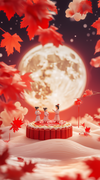 Tiny People on Moon Cake