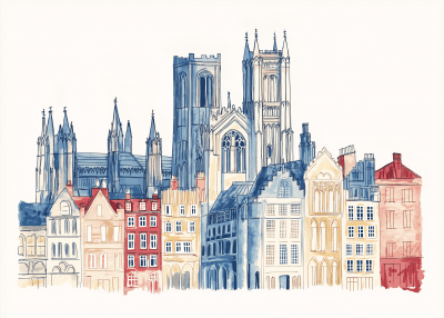 Colorful York Cathedral Illustration