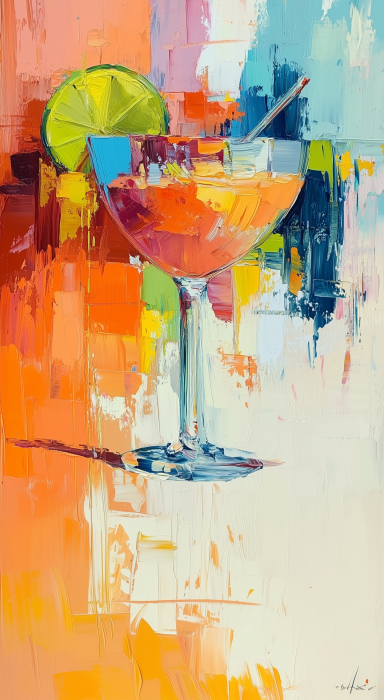 Thick Oil Painting of a Cocktail