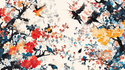 Chinese Ink Floral Pattern