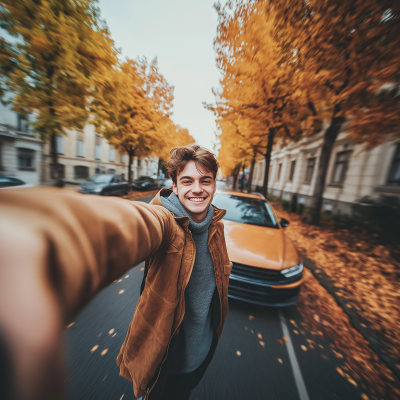 Teen with Car Selfie