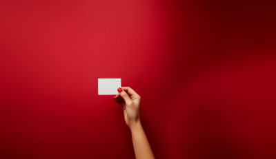 Woman Holding Blank Card