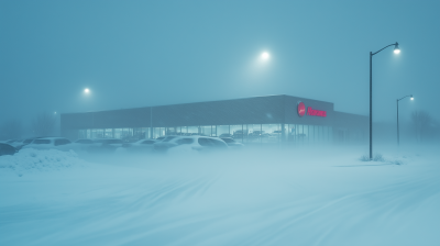 Snowstorm at Car Dealership