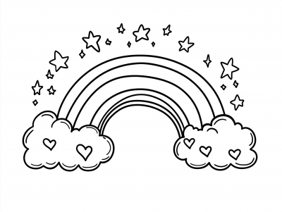 Cute Rainbow Coloring Page