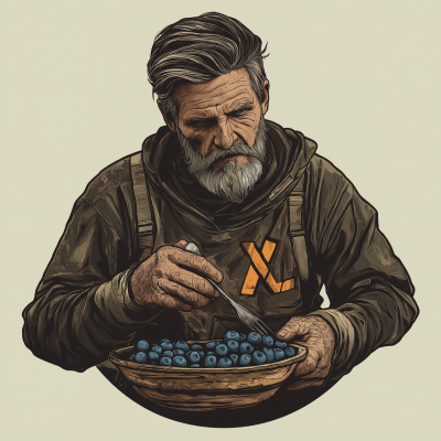 Old Man Eating Blueberries