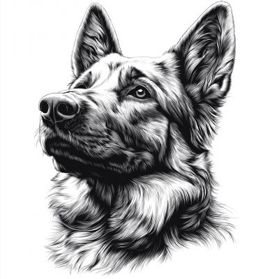 German Shepherd Profile Illustration