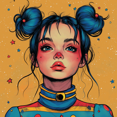 Clown Girl in Space Buns