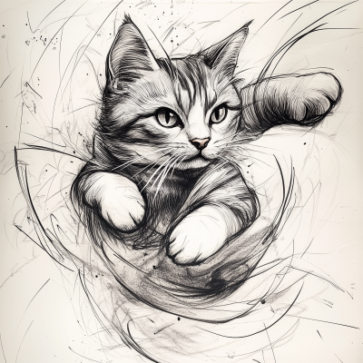 Dynamic Neo Traditional Cat Drawing