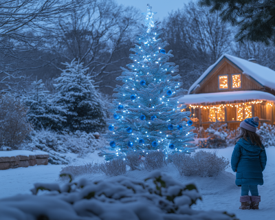 Winter Night with Christmas Tree