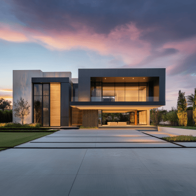 Ultra Modern House Front Driveway