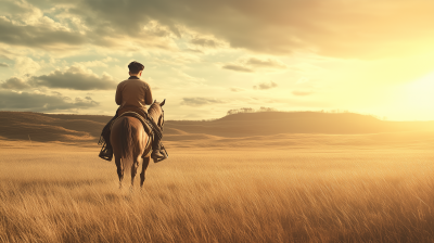 Man Riding Horse in Plains