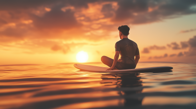 Man on Surfboard at Sunrise