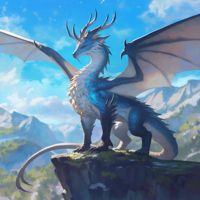 Majestic Sapphire Dragon on Clifftop