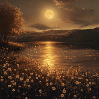 Serene Night by the Lake