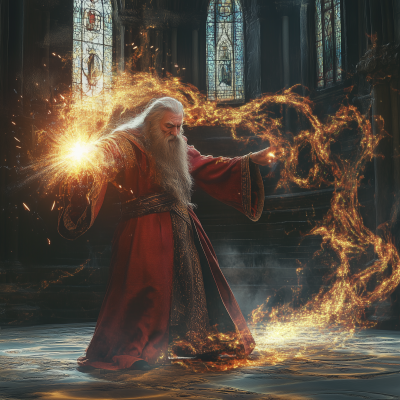 Wizard Casting a Powerful Spell