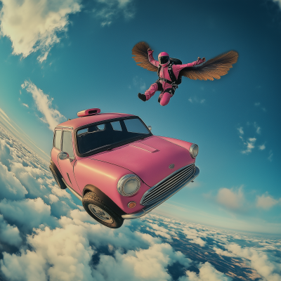 Flying Mini Cooper