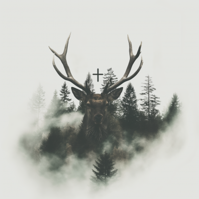 Majestic Stag in Foggy Forest