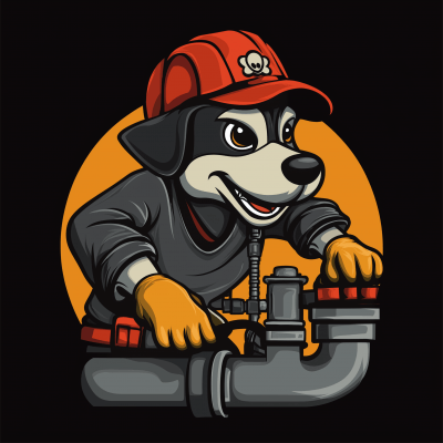 Determined Plumber Dog Logo