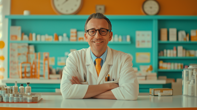 stylish pharmacist at counter